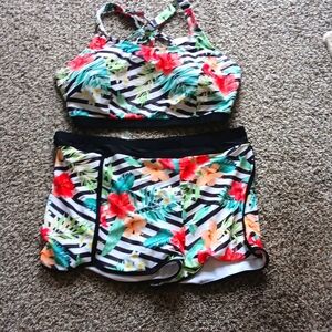 Holipick Women High Waisted Two Piece Bikini Sports Crop Top Swimsuit Scoop 18W